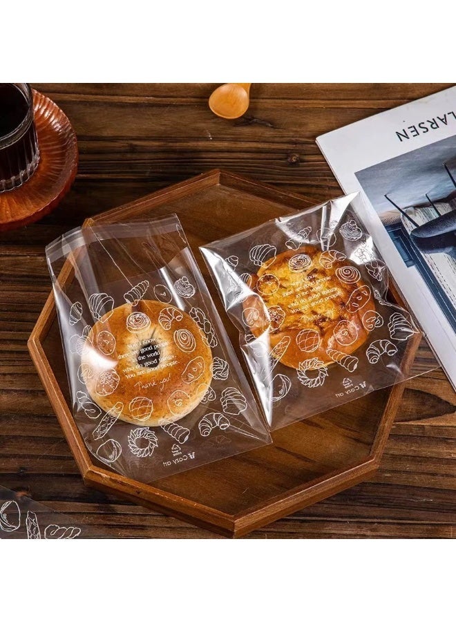 100 Pcs Premium Clear Bread Bags with Self-Sealing Closure，Cookie Bags for Bread, Loaves, Pastries,Baked Goods - Image 1